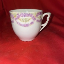 RS Prussia Tea Cup Floral Garland Porcelain Gold Trim Hand Painted- Estate Find