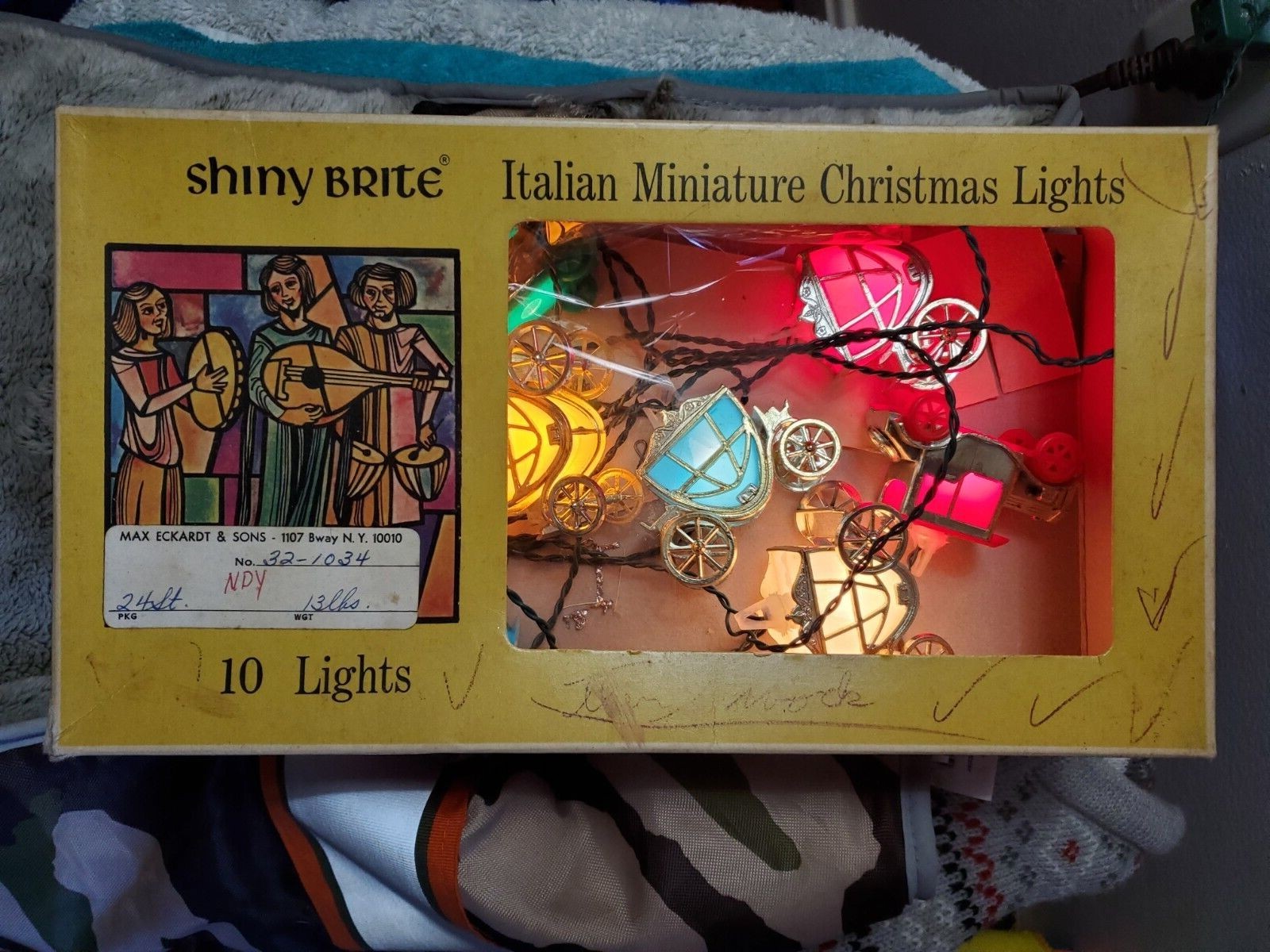 Shiny Brite Italian Miniature Christmas Lights "Carriages" 321034