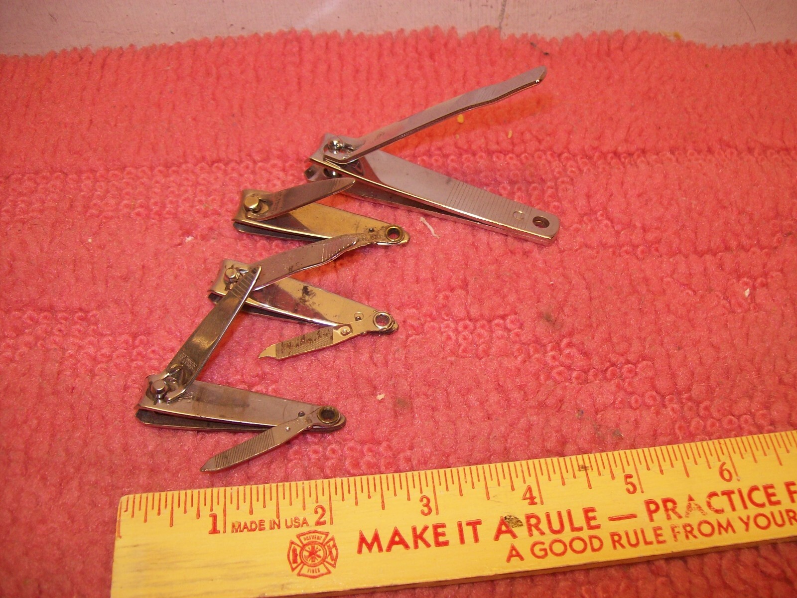 Lot of 4 Vintage Trim Nail Clippers 2" Bassett 74, Derby CT, USA, 3