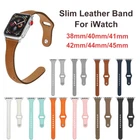 Slim Thin Leather Band For iWatch Apple Watch Series 7 6 5 4 SE 3 2 1 38 40 42MM