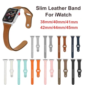 Bande mince en cuir pour iWatch Montre Apple Series 7 6 5 4 SE 3 2 1 38 40 42MM