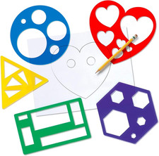 Shape Stencil Set for Kids - 10 Piece Set - Colorful Drawing Template Kit - Fun