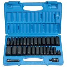 Grey Pneumatic 1229DM 3/8" Drive Deep SAE/Metric Socket Set 29 Pieces