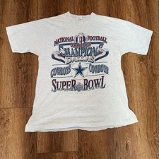 VTG 1992 Dallas Cowboys NFC Champions Super Bowl XXVII T-Shirt Gray Mens L USA