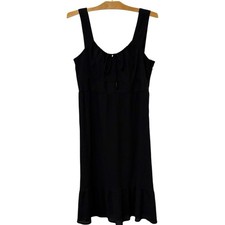 Ann Taylor LOFT | Dress Black Sleeveless Knee Length Crinkle- Size 12