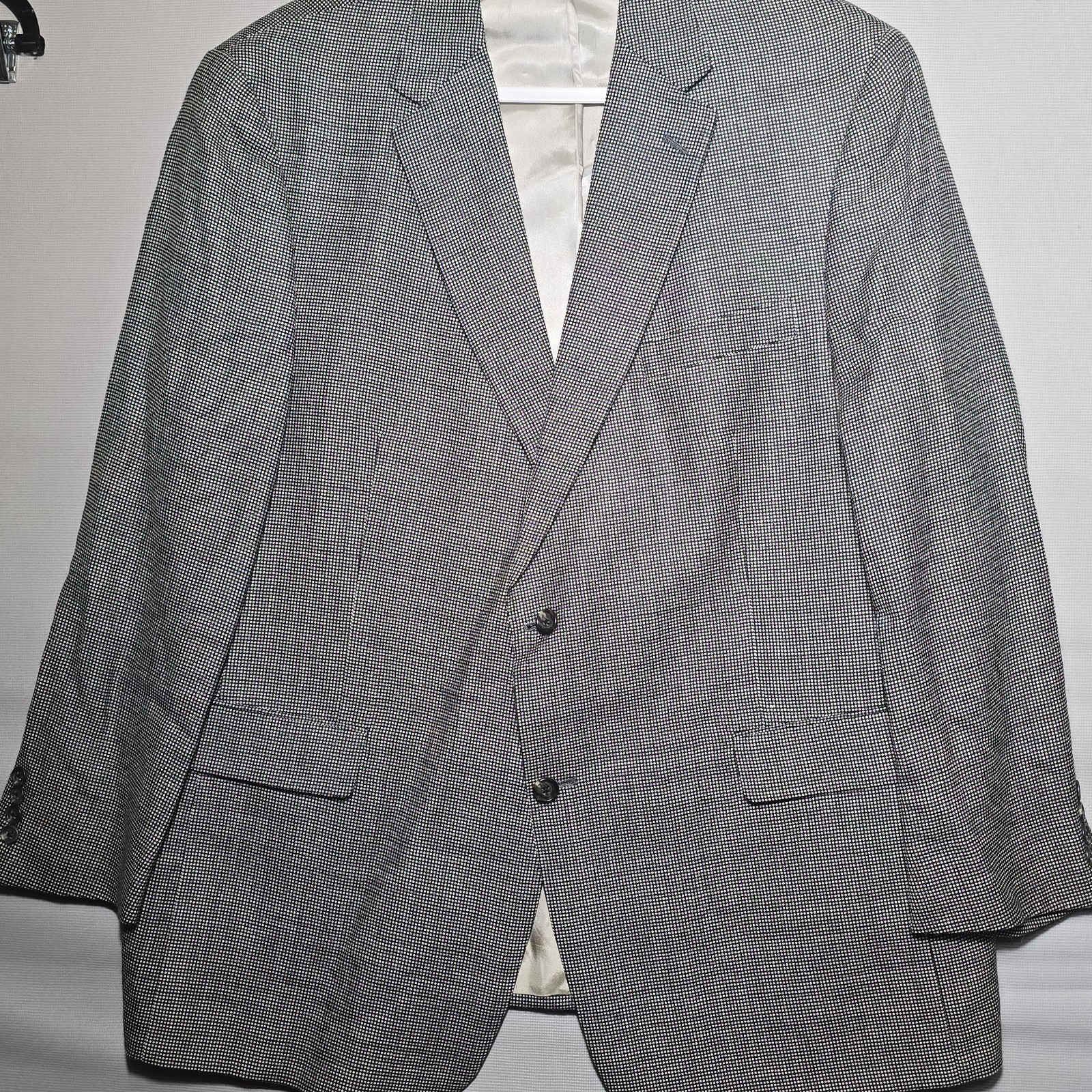 VTG Hart Schaffner Marx 48R Men’s Blazer Made in USA Black Cream Micro Dot Wool