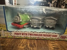     NEW Thomas The Tank Engine  Friends - Percy W/ Two Train Cars Vintage