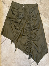 Urban Outfitters Women's Size XS Green Asymmetric Double Ruched Midi Skirt EUC