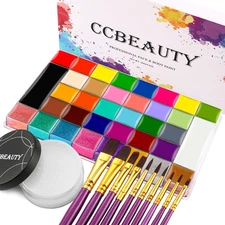 36 Colors Face Paint,Professional Face Painting Kit,Neon Body Paint Palette Kit,