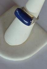 STERLING SILVER BLUE LAPIS INLAY RING SZ 7.5