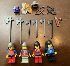 Vintage LEGO Castle Minifigure Lot w/ Knights, Weapons & Accessories