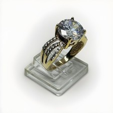 925 Sterling Silver Solitaire Cocktail Cz Engagement Ring Size 8