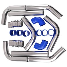 Universal Turbo 2.5 Inch Aluminum Intercooler 8pcs Piping Kit Blue New