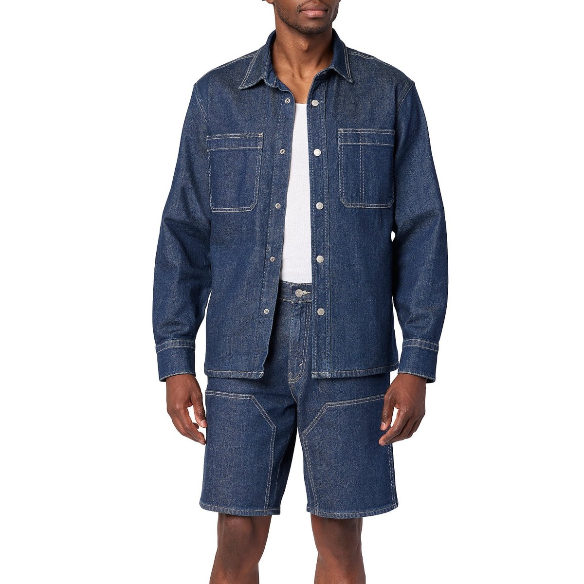 Levi Strauss Signature Men's Blue Denim Utility Shirt Jacket