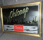 Vintage Beer Sign Chicago Skyline Coors Mirror Advertising RARE Bar Man Cave 80s