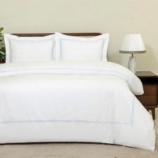 White Duvet Cover Luxury Hotel-Quality 100 Cotton Sateen T300 Embroidered Duvet