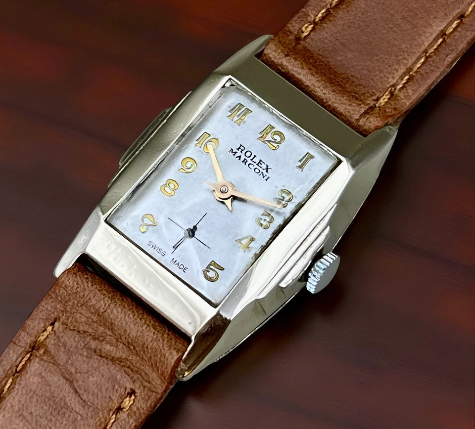 VTG ROLEX MARCONI SILVER DIAL NICKEL PLATED CASE Ø 24,8 x 38,6mm CIRCA 1930 - Image 2 of 4