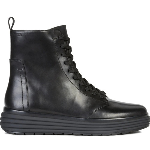 Geox Phaolae Women's Black Leather Ankle Boots Casual D94FDA00043C9999