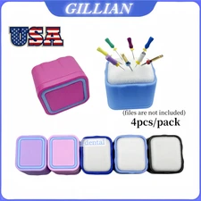 4pcs Dental Endo Root Canal Files Cleaning Box Foam File Drills Stand Holder