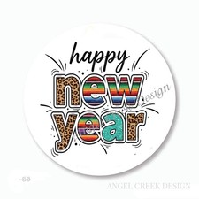HAPPY NEW YEAR LABELS SCRAPBOOK STICKERS ENVELOPE SEALS NEW YEAR PARTY FAVORS