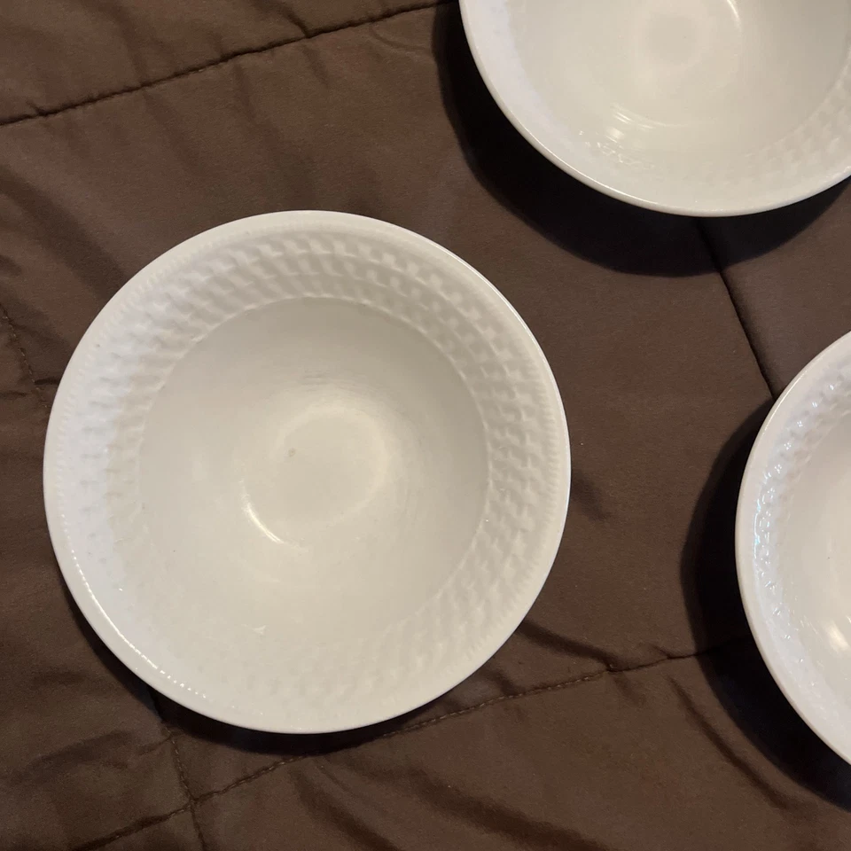 "3 cuencos de sopa de cereales Oneida con canasta de mimbre blanco 6,25"" M1 gran oferta comprar ahora" Foto 2 de 4