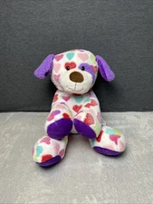 2015 Animal Adventure Dog Plush Puppy Multi Color Hearts Purple Nose Toy Pet 16"