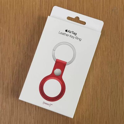 New Genuine Authentic OEM Apple AirTag Leather Key Ring Product Red