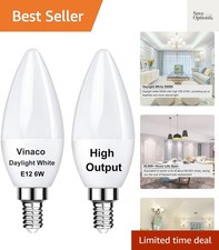 E12 LED Bulb, 2 Pack E12 Candelabra Bulb 60 Watt Daylight White 5000K, High B...