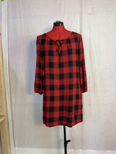 Madewell Womens Buffalo Plaid Dress Size Large Red Black Wool Blend Lined F736