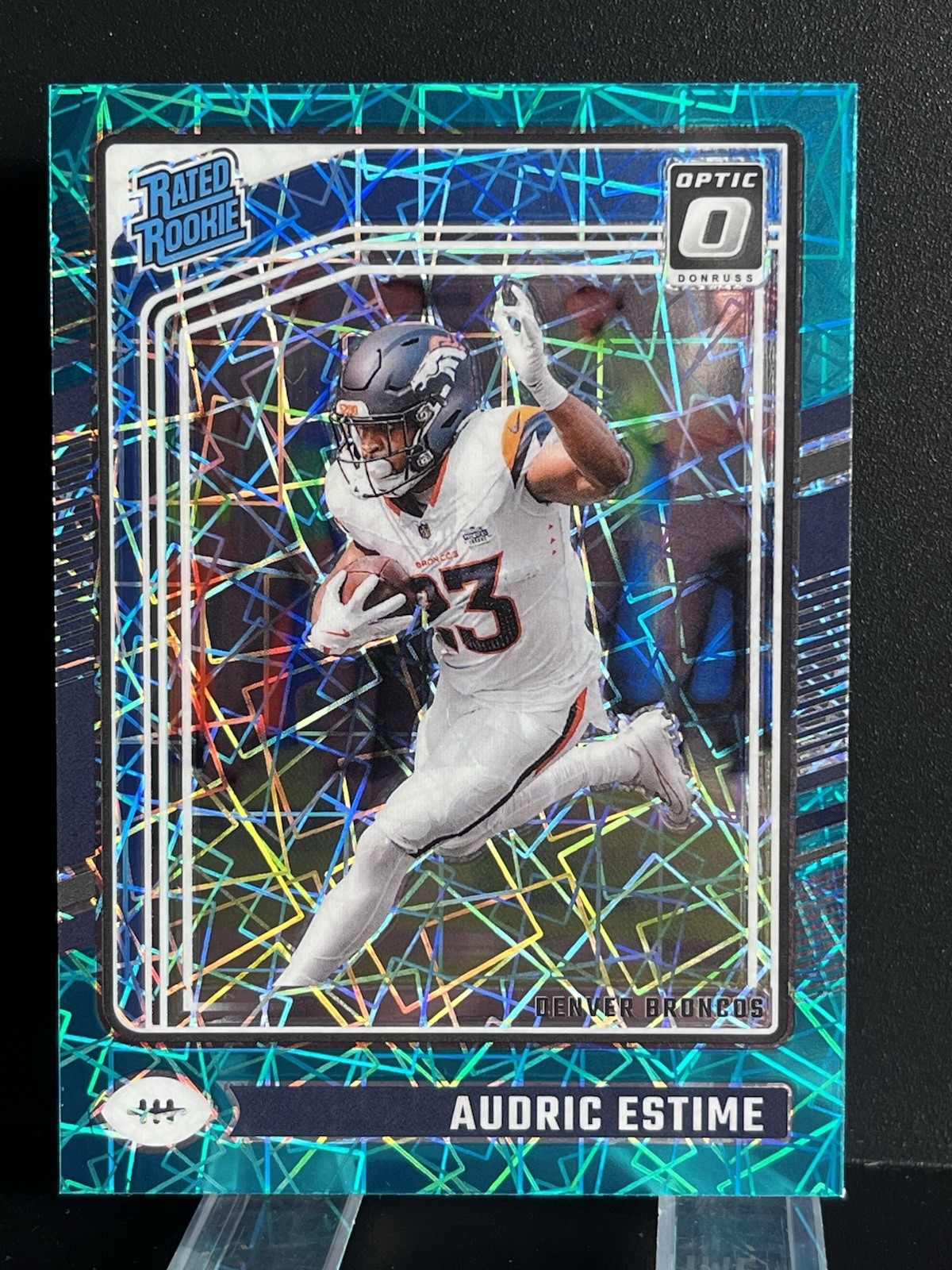 2024  Donruss Optic Audric Estime Teal Velocity 206 Rookie RC Denver Broncos SP