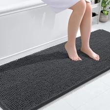 OLANLY Bathroom Rugs 70x24, Extra Soft Absorbent 70" x x 24", Dark Grey