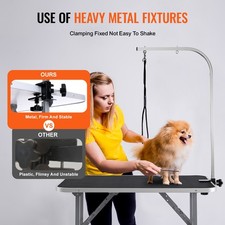 VEVOR Pet Grooming Table Arm With Clamp, 36''x24'' Dog Grooming Station, Foldabl