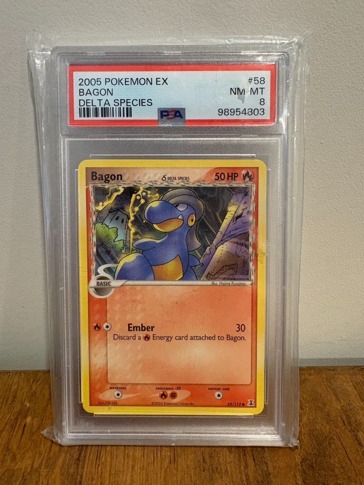 2005 Pokemon Ex Delta Species #58 Bagon Reverse Foil PSA 8