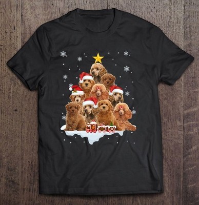 Poodle Dog Christmas Tree Heavy Cotton Black All Size Unisex Tee Shirt