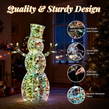 4FT Christmas Snowman Lighted Iridescent Decoration with Light for Xmas Decor