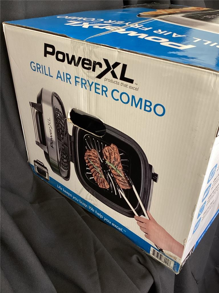 &= PowerXL Grill Air Fryer Combo 6qt Grill Plate Tempered Glass Lid MFC-AF-6 NEW