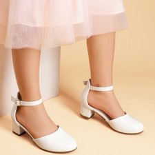 Girls Dress Pumps Round Toe 1.57 inch Party Wedding Ankle Strap Dance Shoes