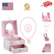 Kids Musical Jewelry Box for Girls with Drawer and Jewelry Set with Mysteriou...