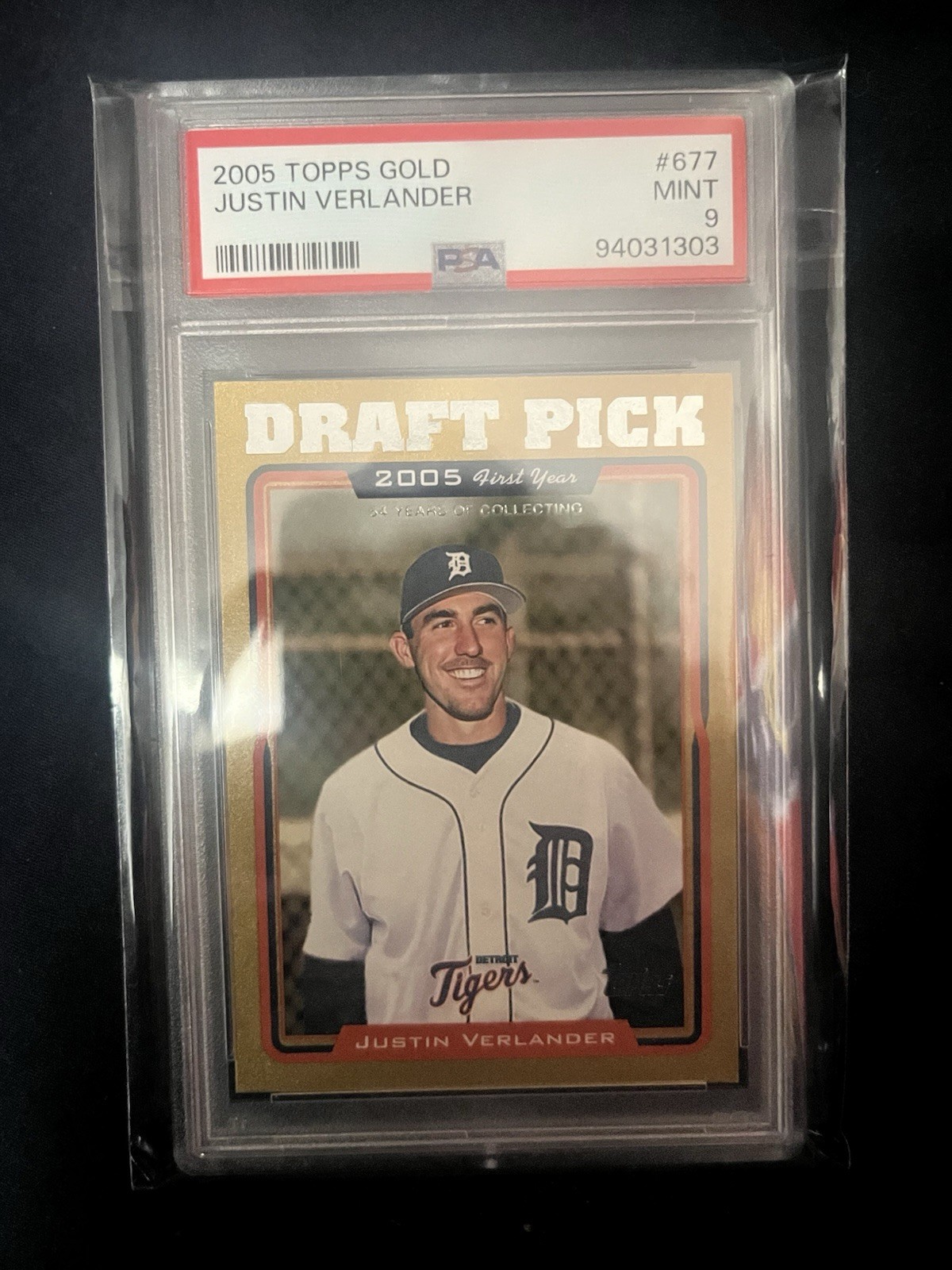2005 JUSTIN VERLANDER Topps GOLD Rookie Rc #677 #/2005 PSA 9 MINT