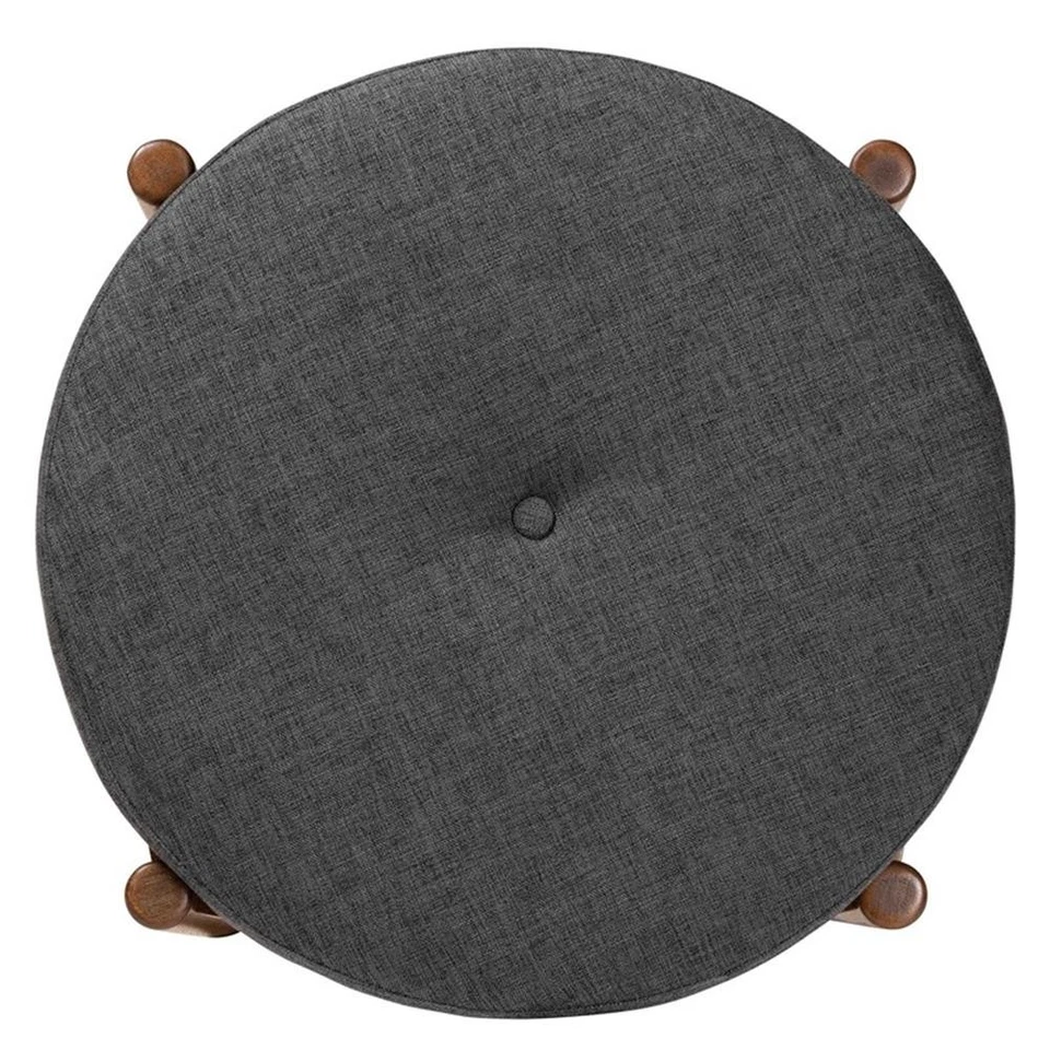 Baxton Studio Iliana Gray Fabric and Walnut Brown Wood Ottoman Footstool - Image 4 of 4
