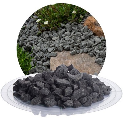 Basalt Ziersplitt 25 kg anthrazit Basaltsplitt Zierkies Kies Splitt Stein Garten
