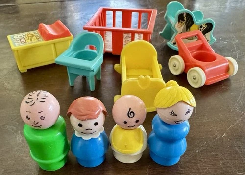 Vintage 1980s Fisher-Price Little People Play Family Nursery Set #761 Complete