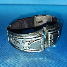 Rare Vintage Sterling Silver .925 Engraved Watch Cuff Bracelet Strap