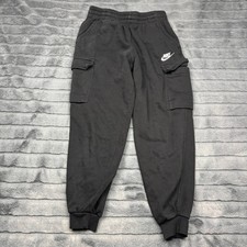 Nike Sportswear Boys Fleece Cargo Sweatpants Black Joggers Large L RN 56323