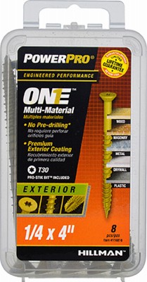5 Pack - Power Pro One Exterior Screws,Flat Head,Bronze Epoxy Coated,#1/4x4-In.,