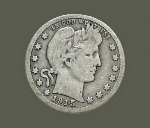 1915 D Barber Silver Quarter VG Very Good Condition U.S. 25c Coin (Raw13818) (O)