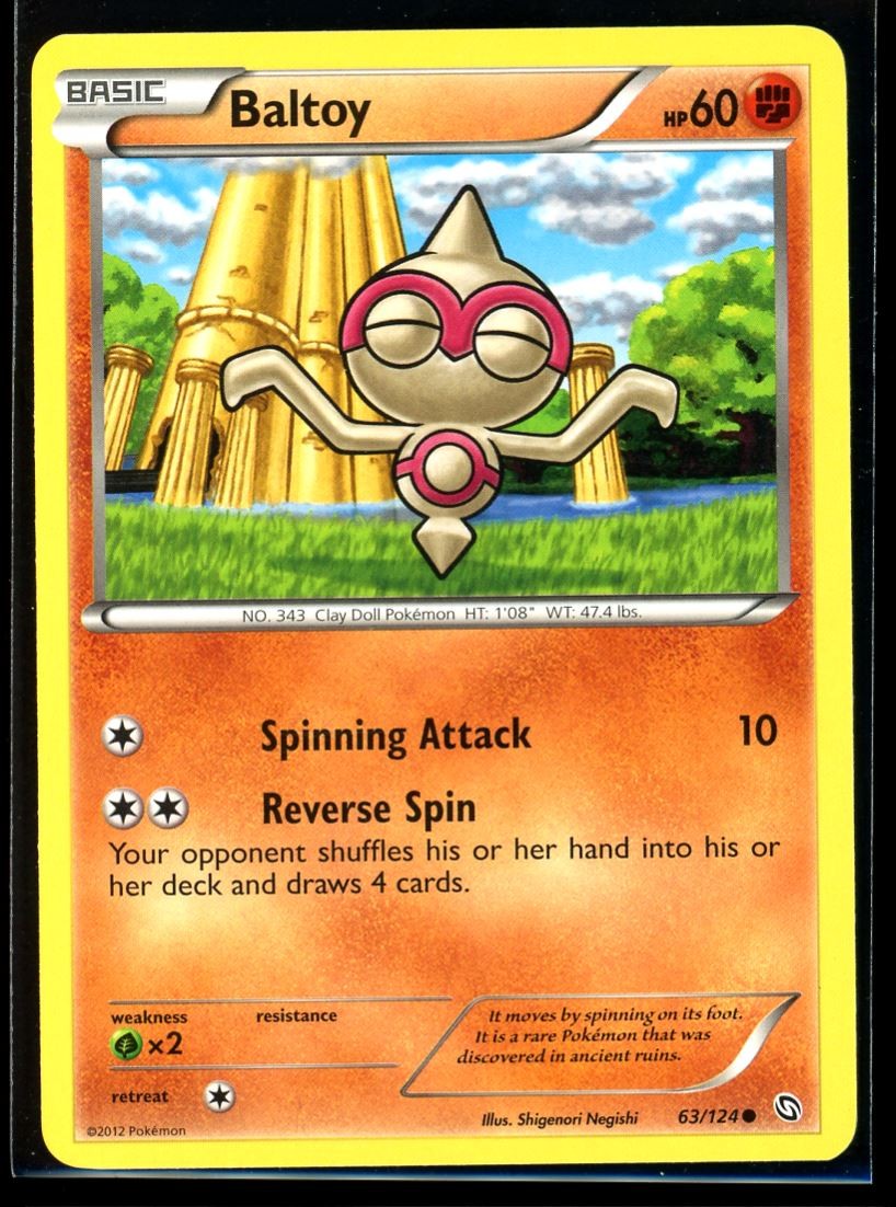2012 Black & White - Dragons Exalted Baltoy #63 Non Holo Pokemon Card