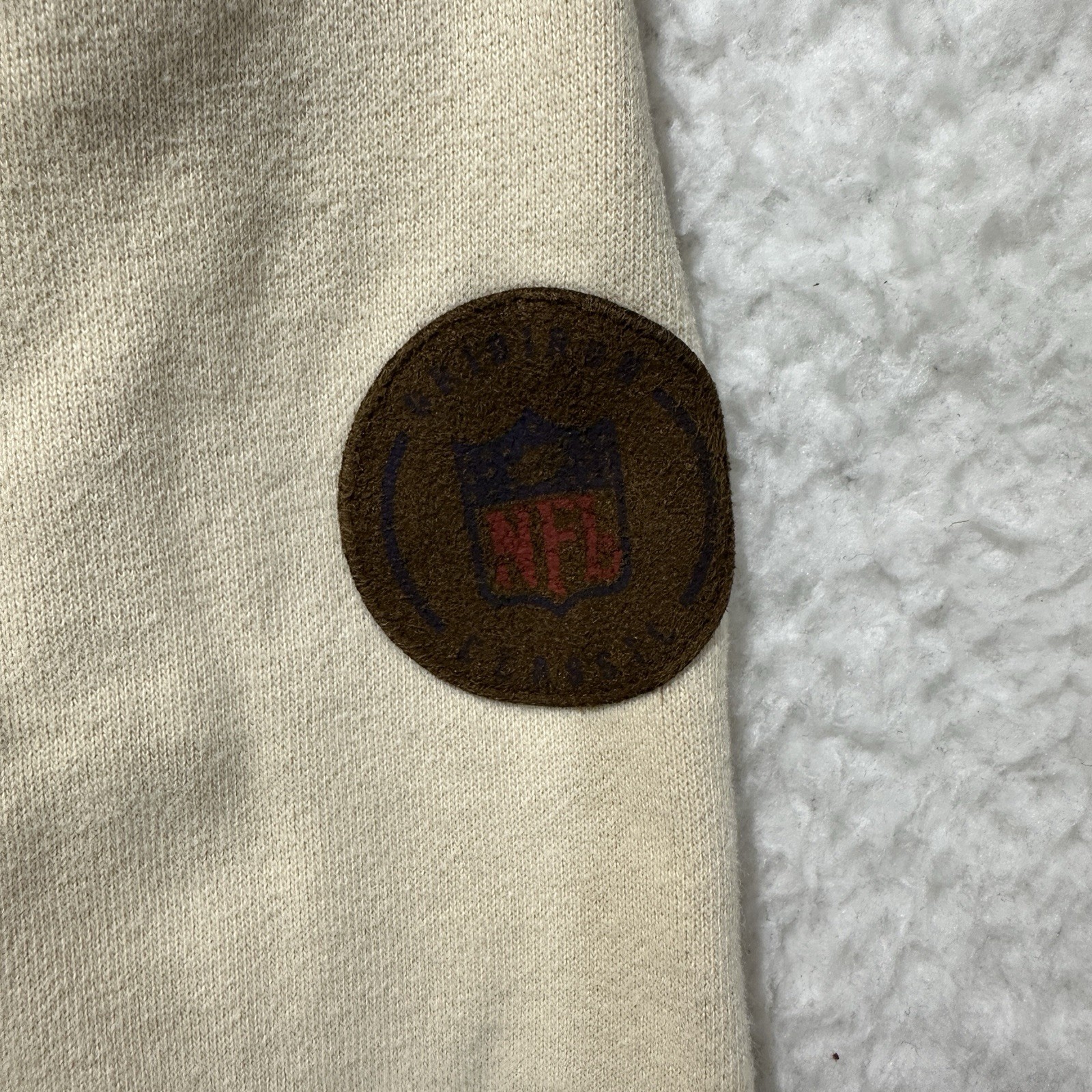 Reebok NFL Gridiron Classic Crewneck Ivory Fleece Pullover Men’s Size XL thumbnail 6