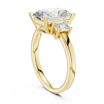 2.8 Ct Radiant VVS1 D Lab Grown Diamond 14K Gold Over blossom Wedding Ring B846