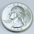 1964 D SILVER WASHINGTON QUARTER 90% SILVER AU ALMOST UNCIRCULATED DETAILS #8118